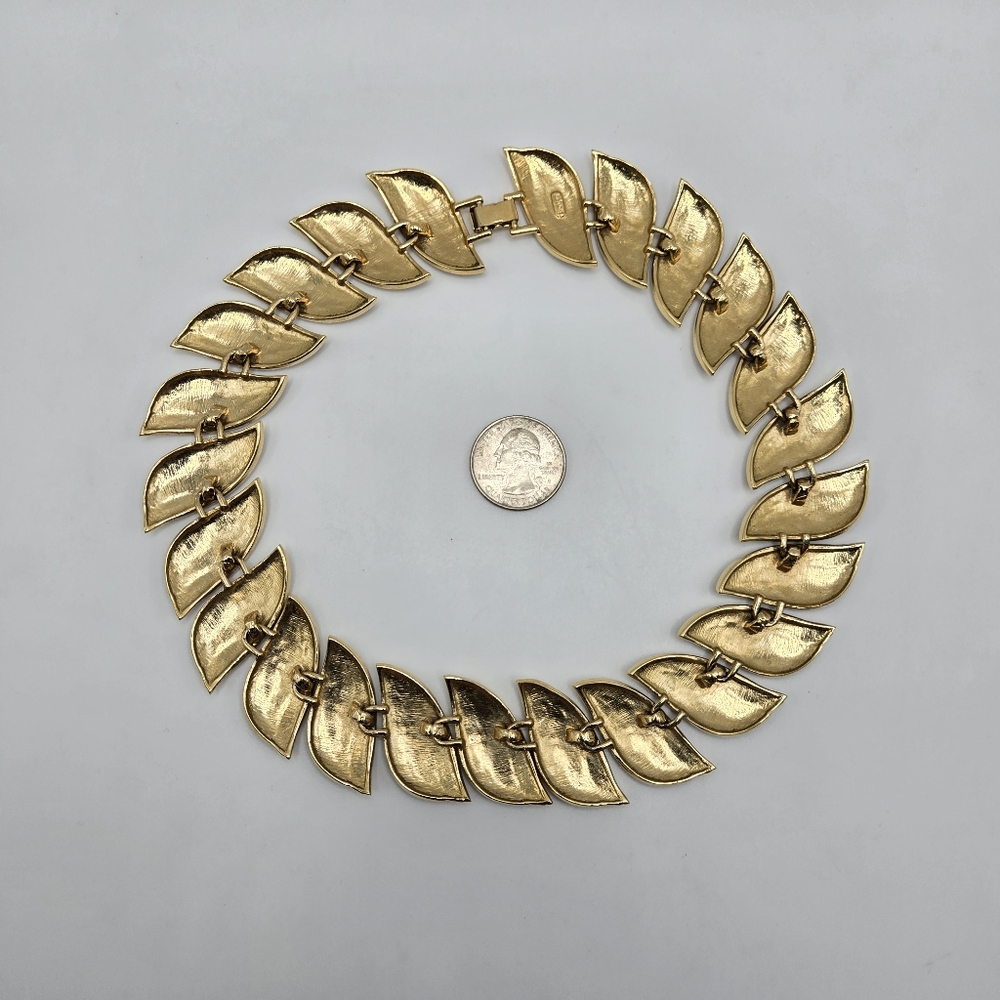 Butler Choker Collar Necklace Chunky 80s Goldtone Black Enamel Vintage Mogul Vtg - Picture 4 of 7